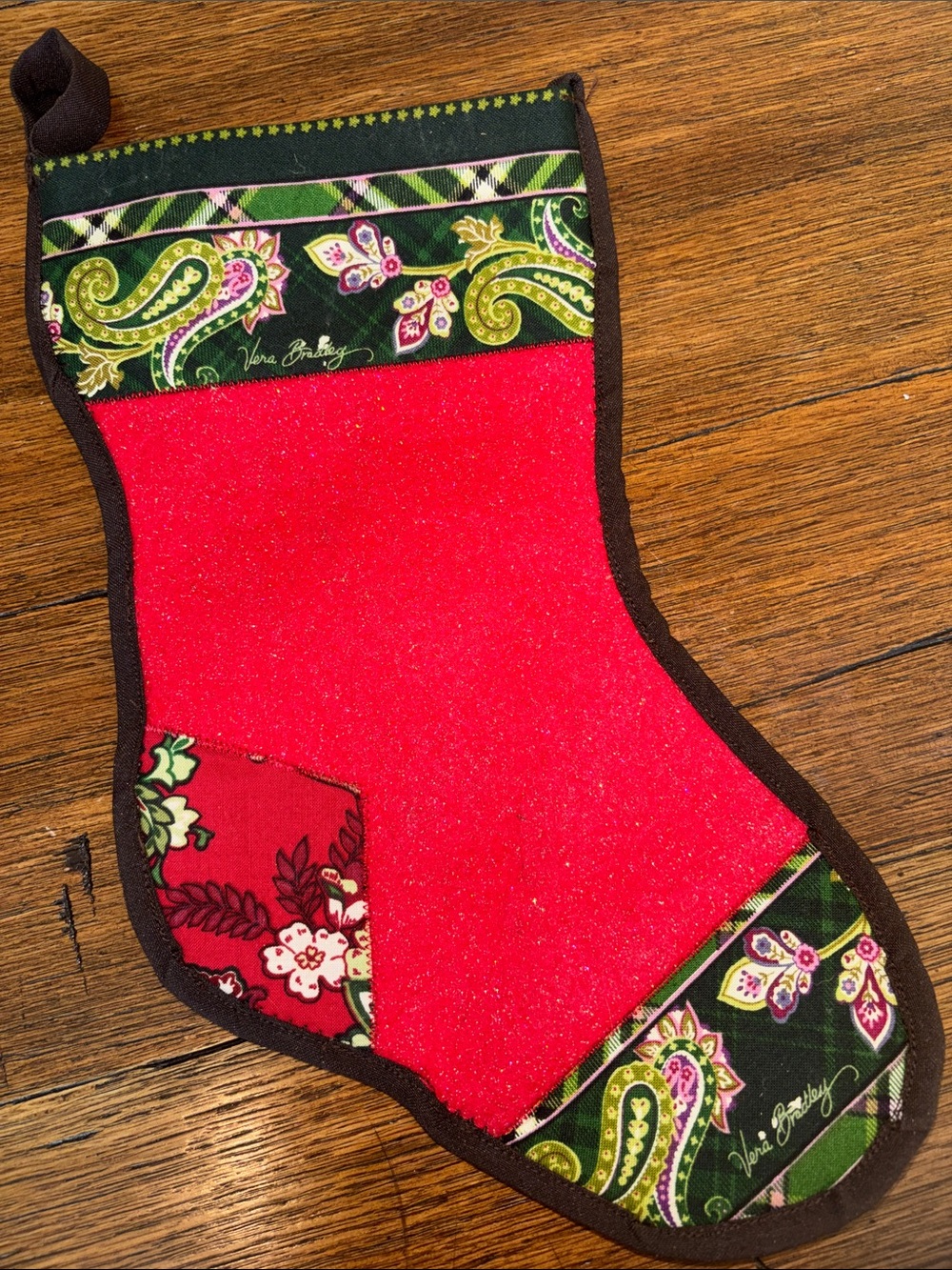 Vintage Vera Bradley Red & Green Paisley Quilted Holiday Stocking